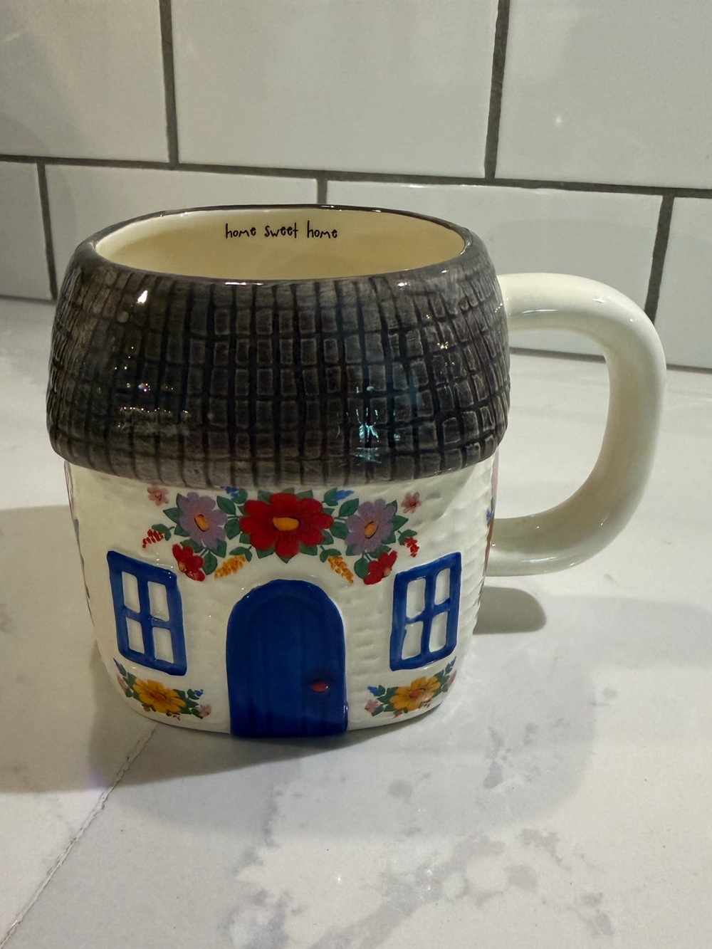 Natural Life Cottage “Home Sweet Home”Coffee‎ Tea Mug Folk Art White Floral New